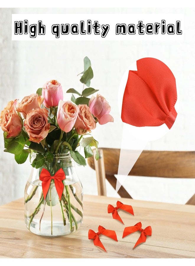 WisePoint Satin Ribbon Mini Bows - 30pcs, 7cm with Double-Sided Adhesive Tape & Gift Wire, Silk Self-Adhesive Bows for Decorate Gifts & DIY Packaging, Wedding & Party (Red) - Image 2